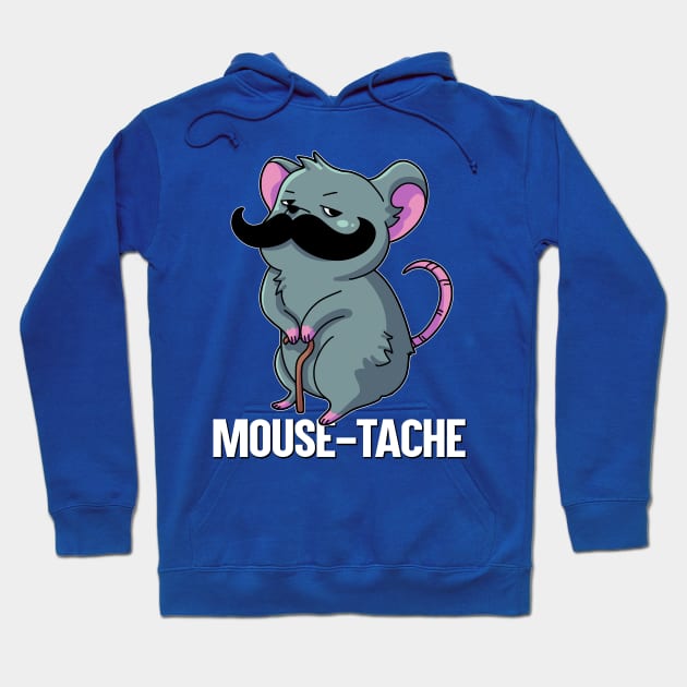 Mouse-Tache Pun English Funny Word Play Hoodie by Coconil